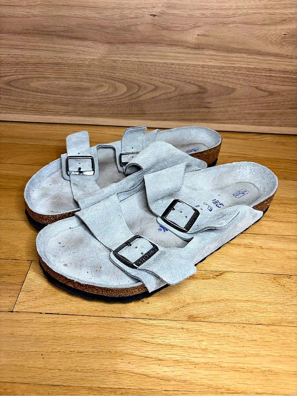 Birkenstock Arizona Soft Footbed Suede Sandals in Gray - Size 43